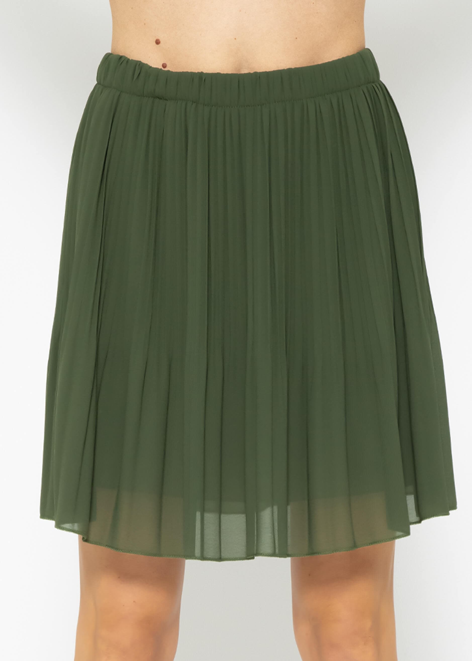 Green pleated outlet chiffon skirt