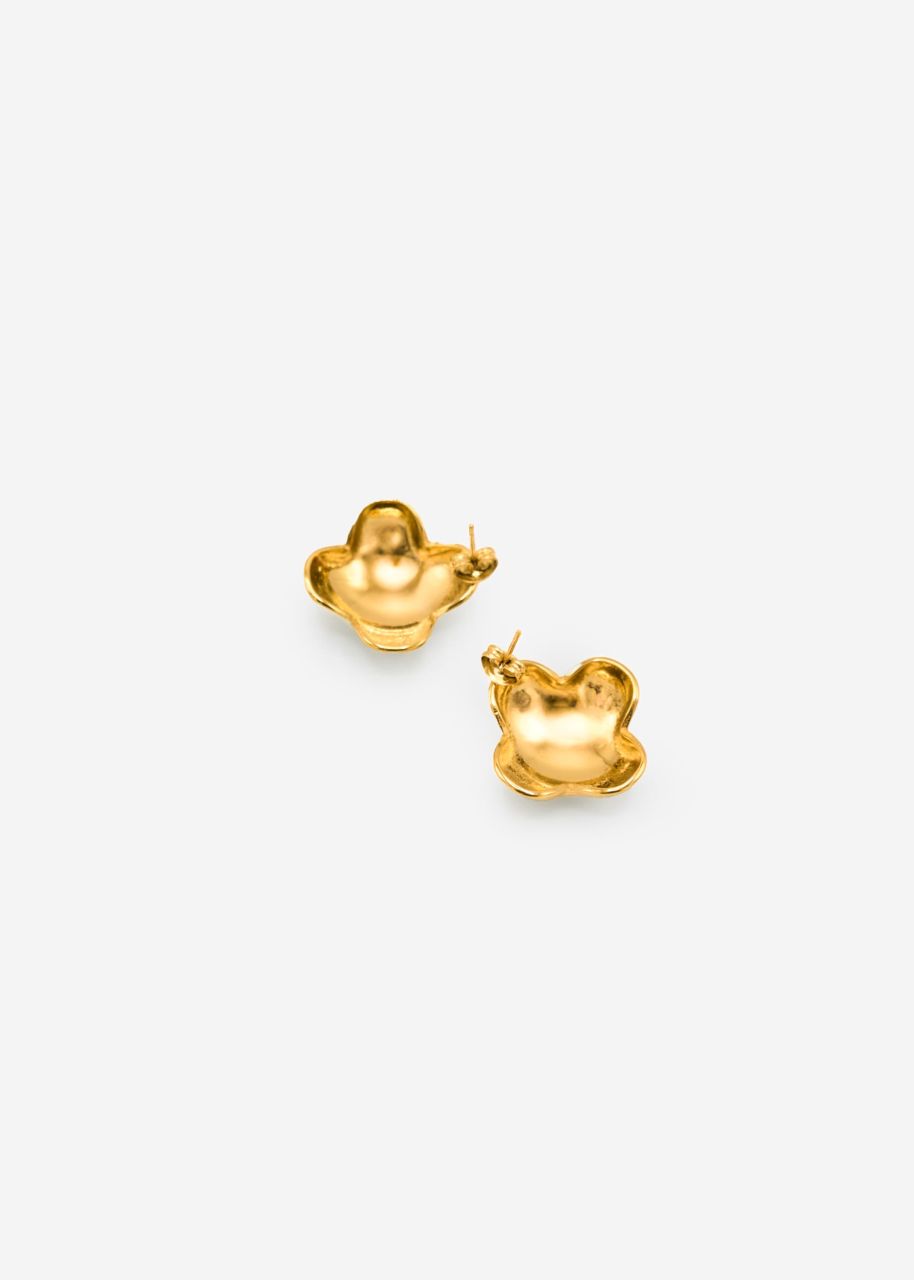 Clover-shaped stud earrings - gold