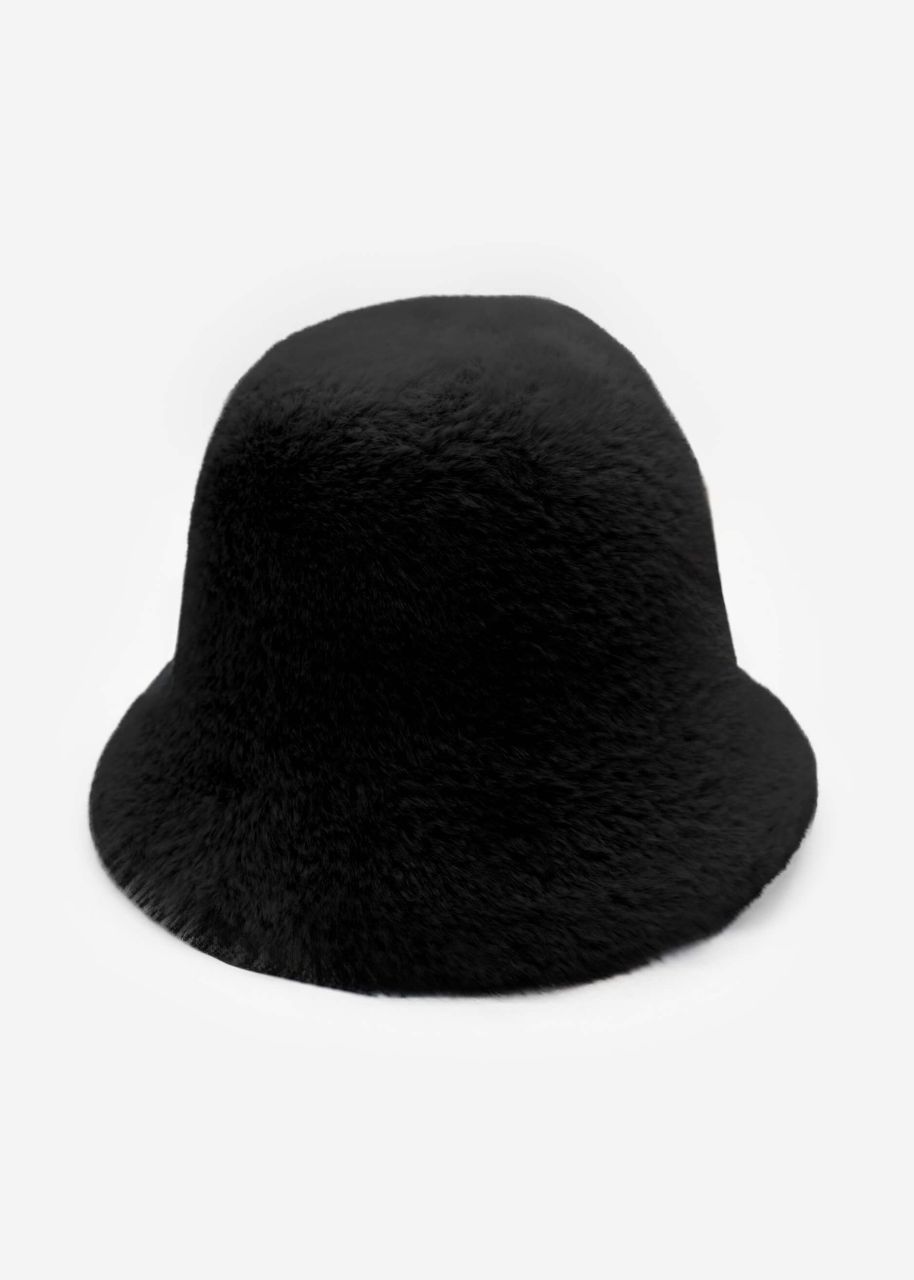 Faux fur hat - black