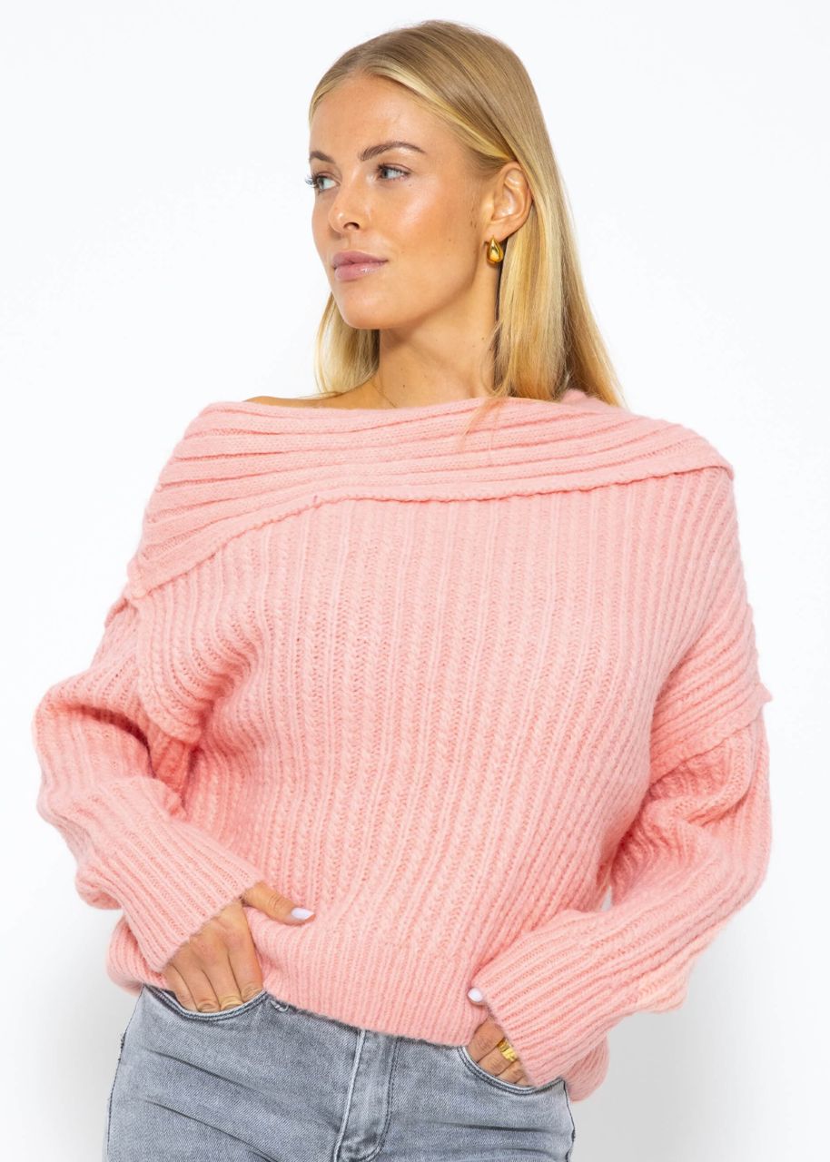 Off-Shoulder knitted jumper, antique pink