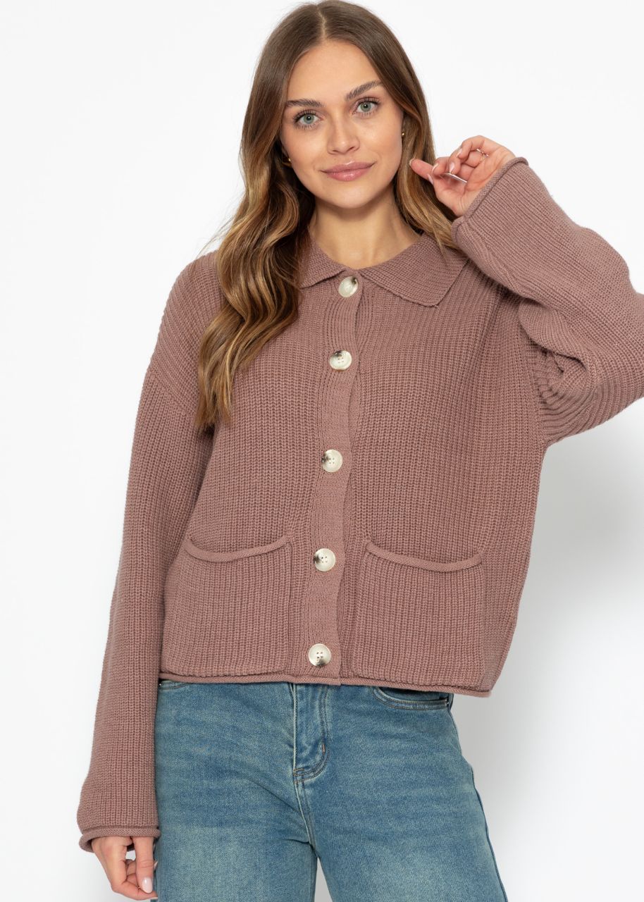 Cardigan with collar - mocha