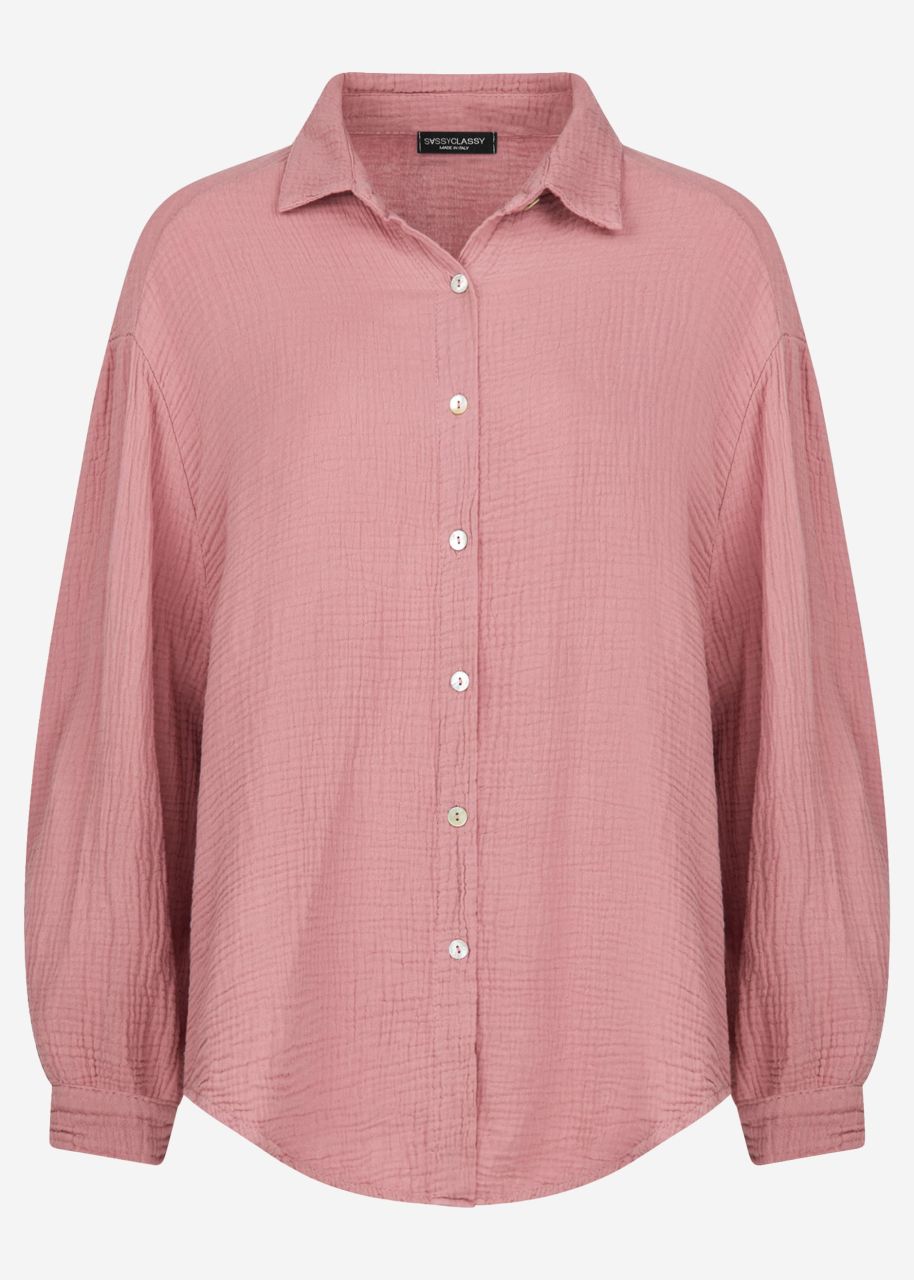 Muslin blouse oversize, short, old pink