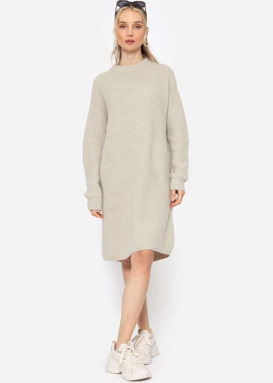 Ribbed knitted dress - beige