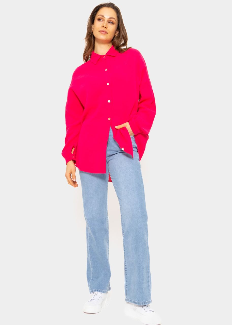 Regular fit muslin blouse - raspberry red