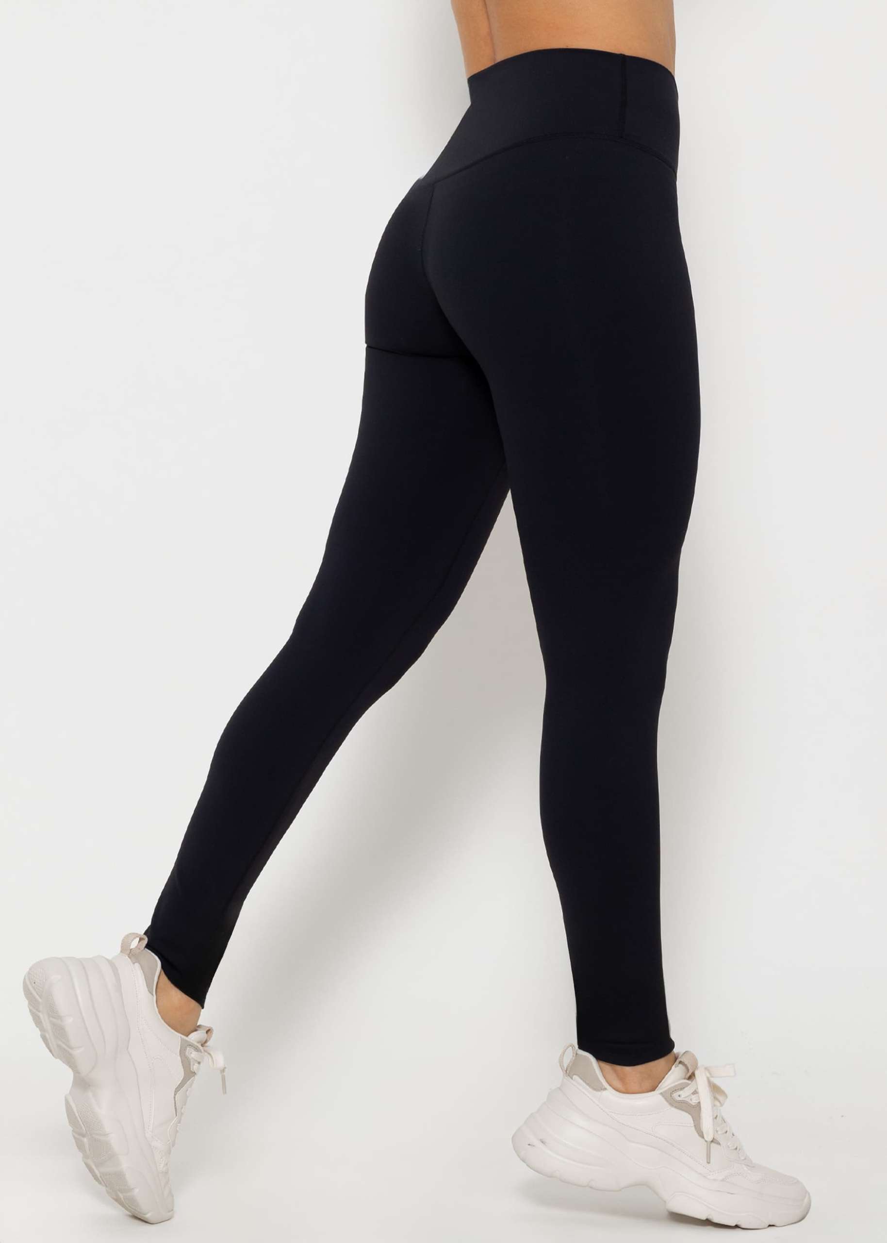 High waist sports leggings - black