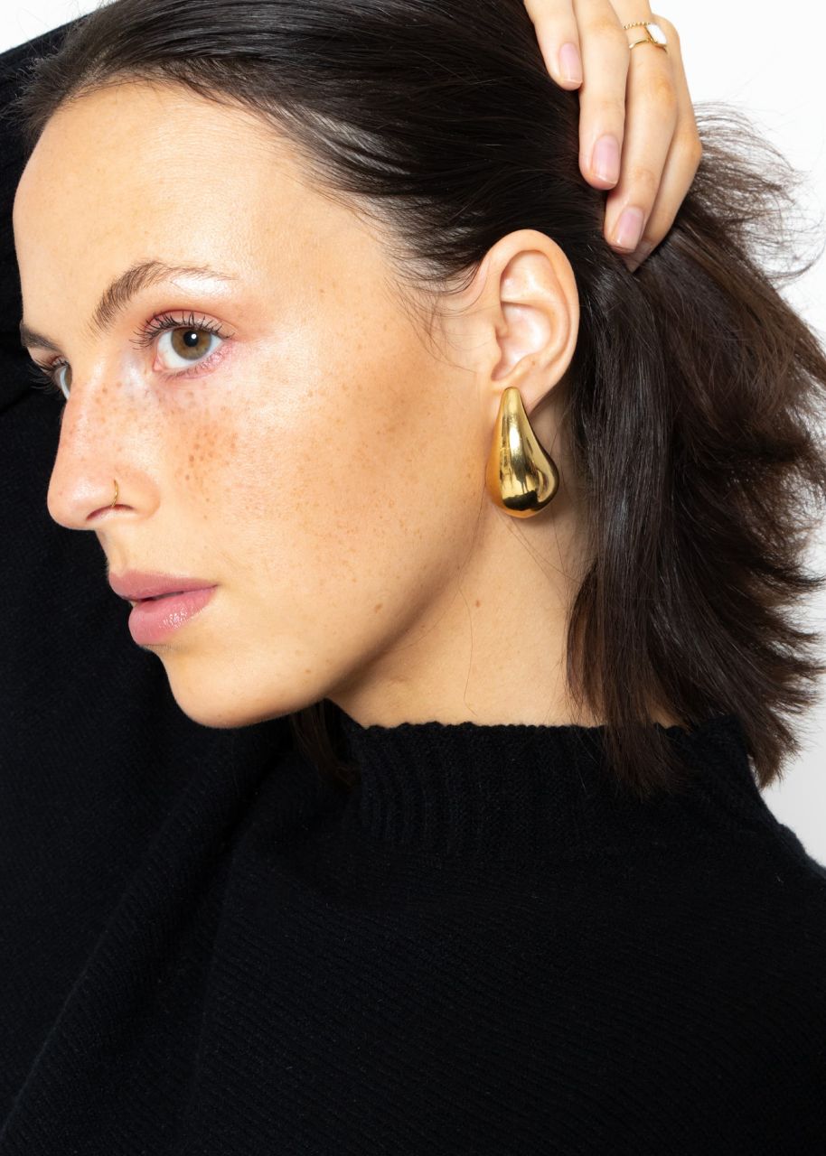 Large Drops stud earrings - gold