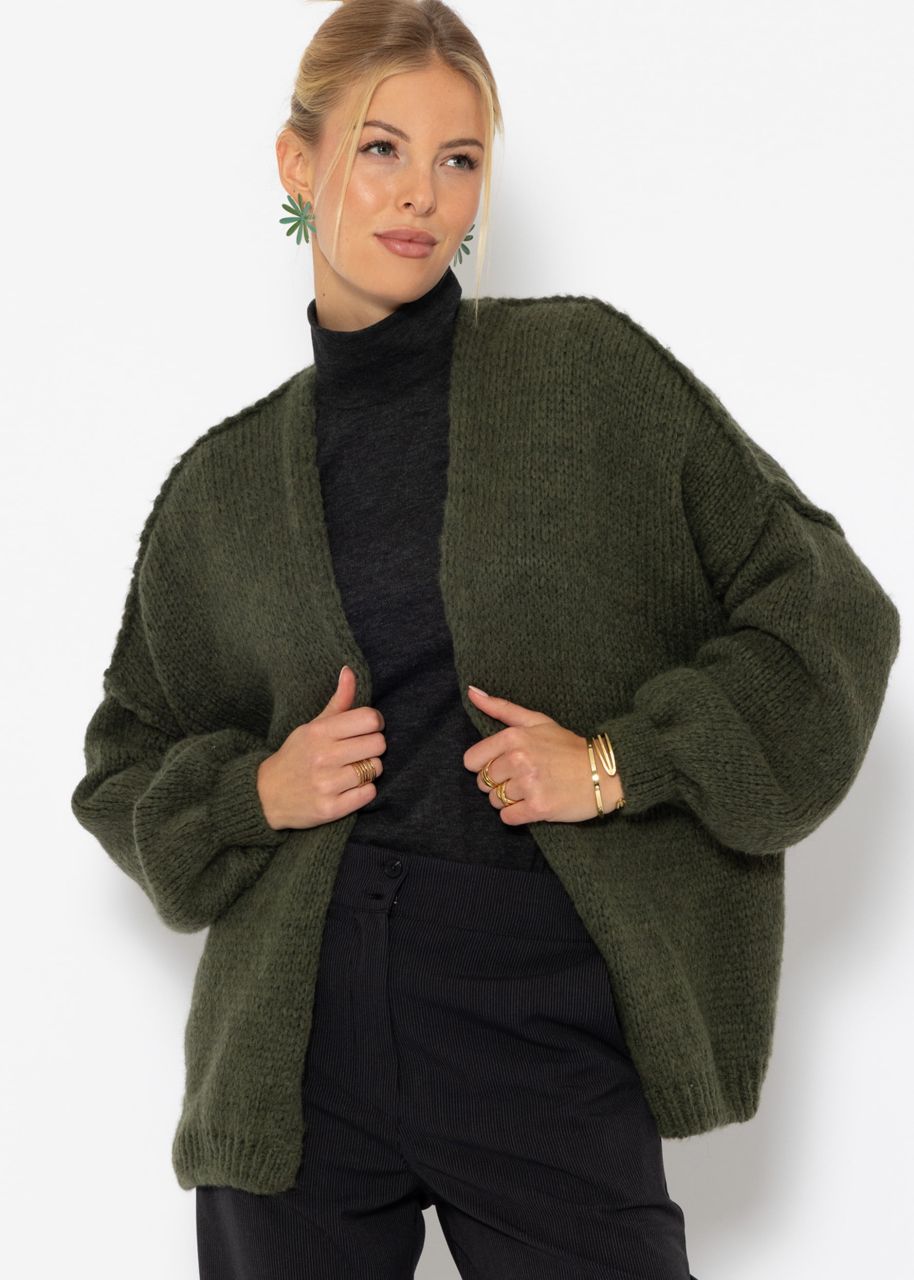 Casual cardigan with outer seams - dark green