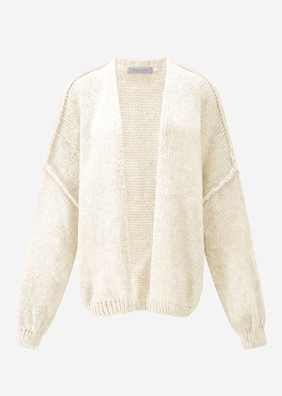 Casual cardigan with outer seams - beige