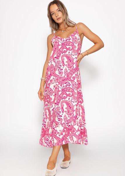 Maxi dress with paisley print - pink