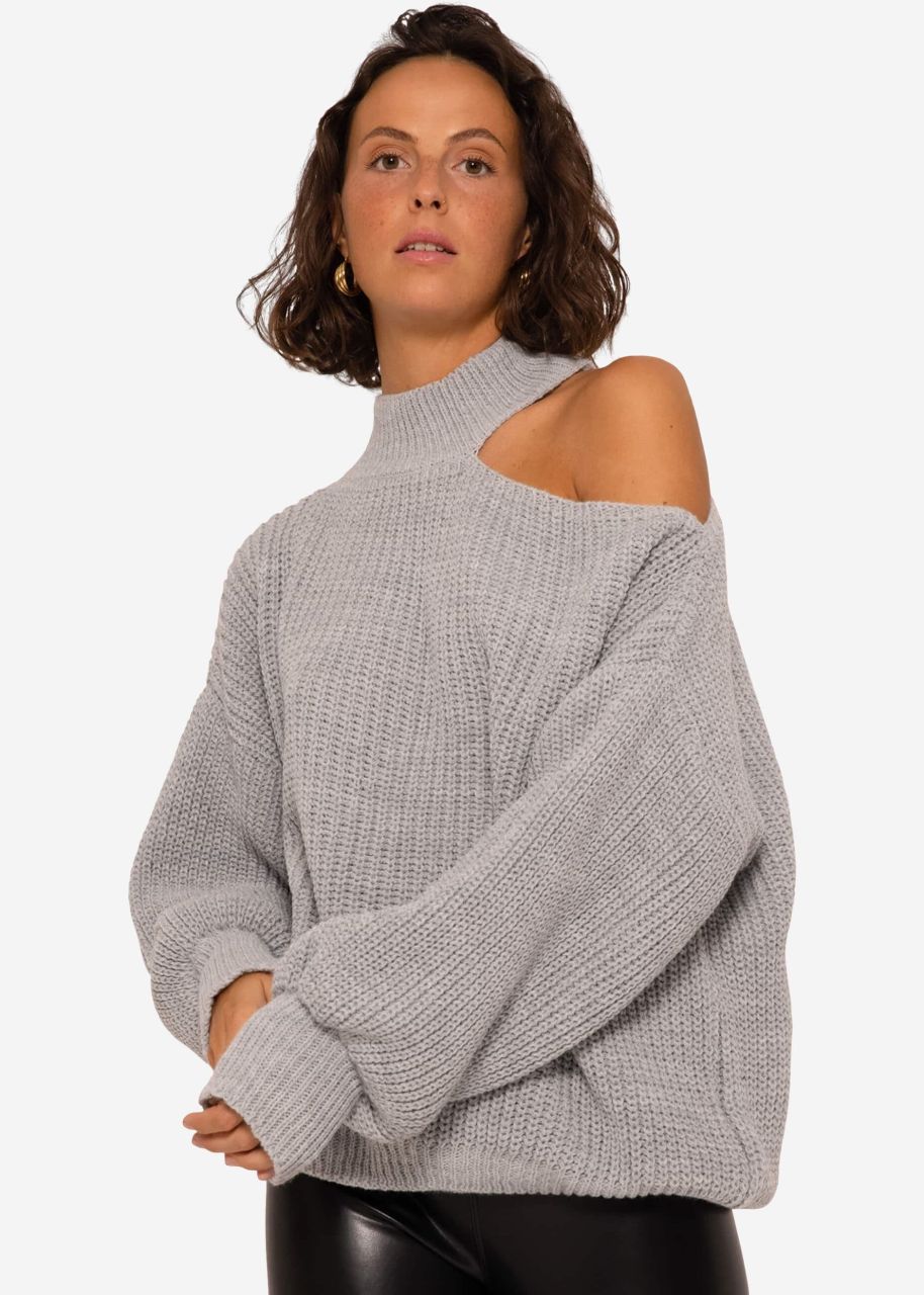 Oversize Cut-Out Sweater - grey