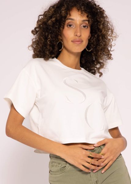 T-shirt with embroidery, offwhite