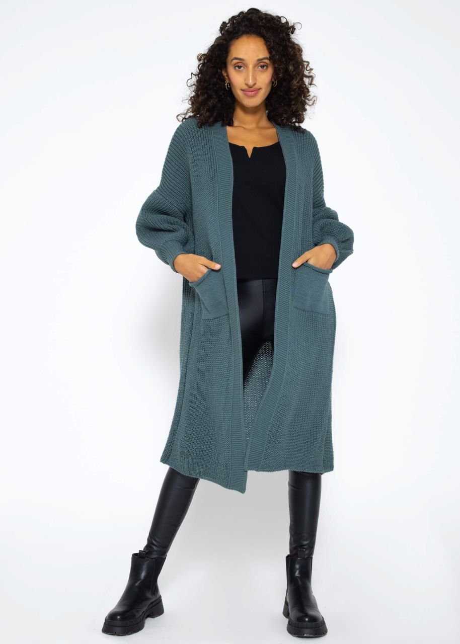 Maxi Cardigan with pockets - petrol green