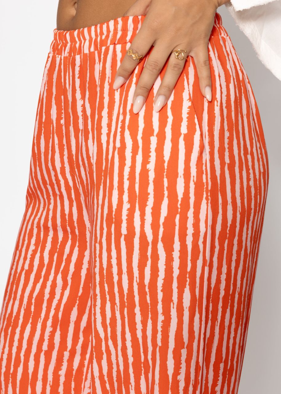 Striped viscose trousers - orange