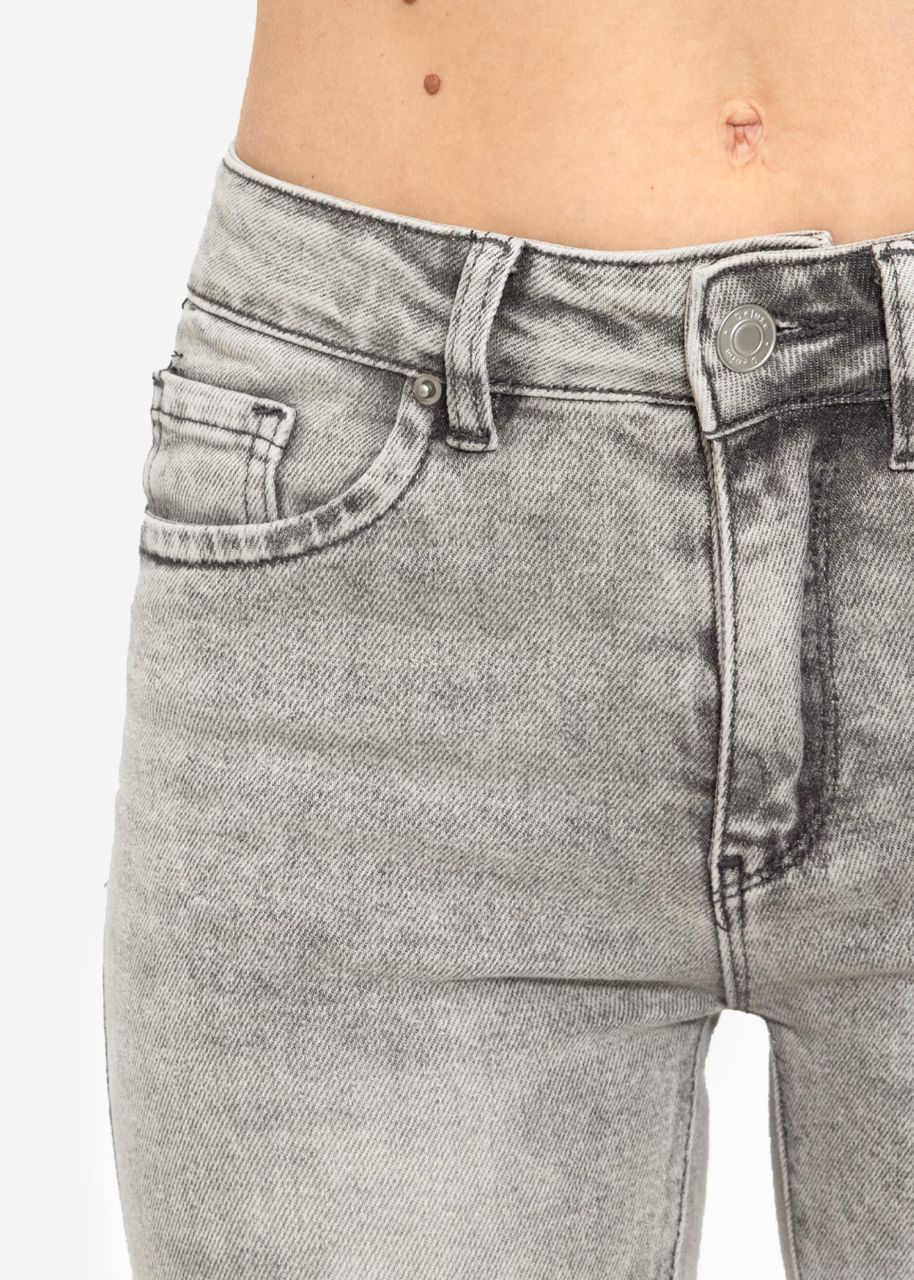 Stretchy mid waist push up jeans - light gray