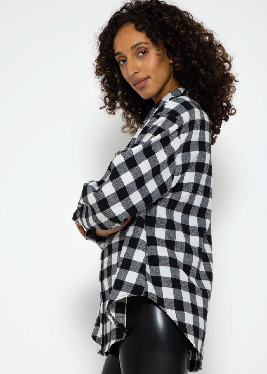 Checked blouse shirt - black and white