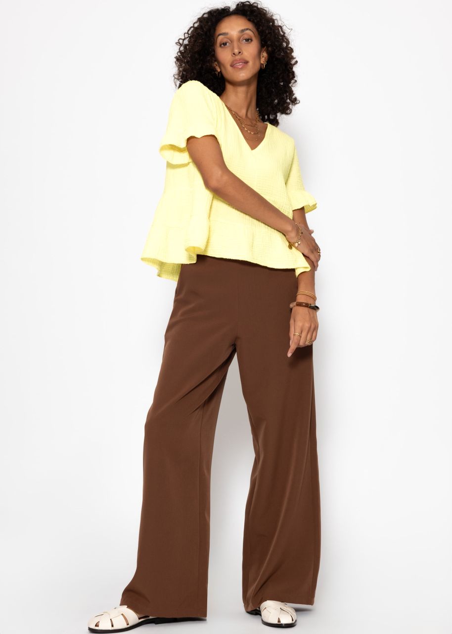 Muslin shirt with flounces - butter yellow