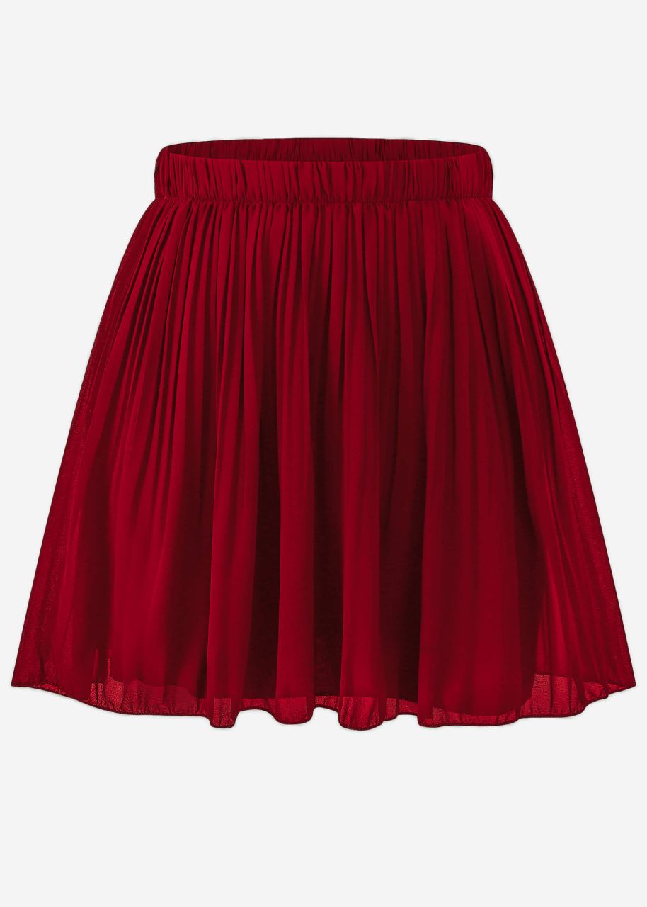 Pleated chiffon skirt, burgundy