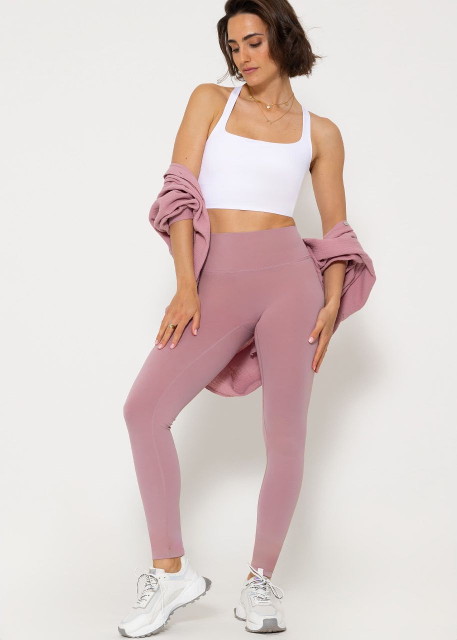 High waist sports leggings - dusky pink