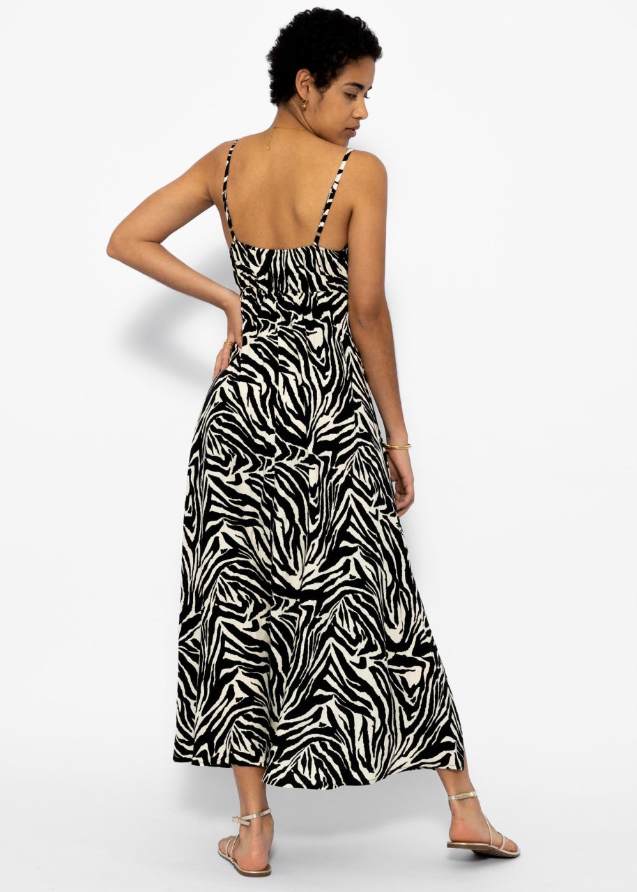 Maxi dress with zebra print - black and white