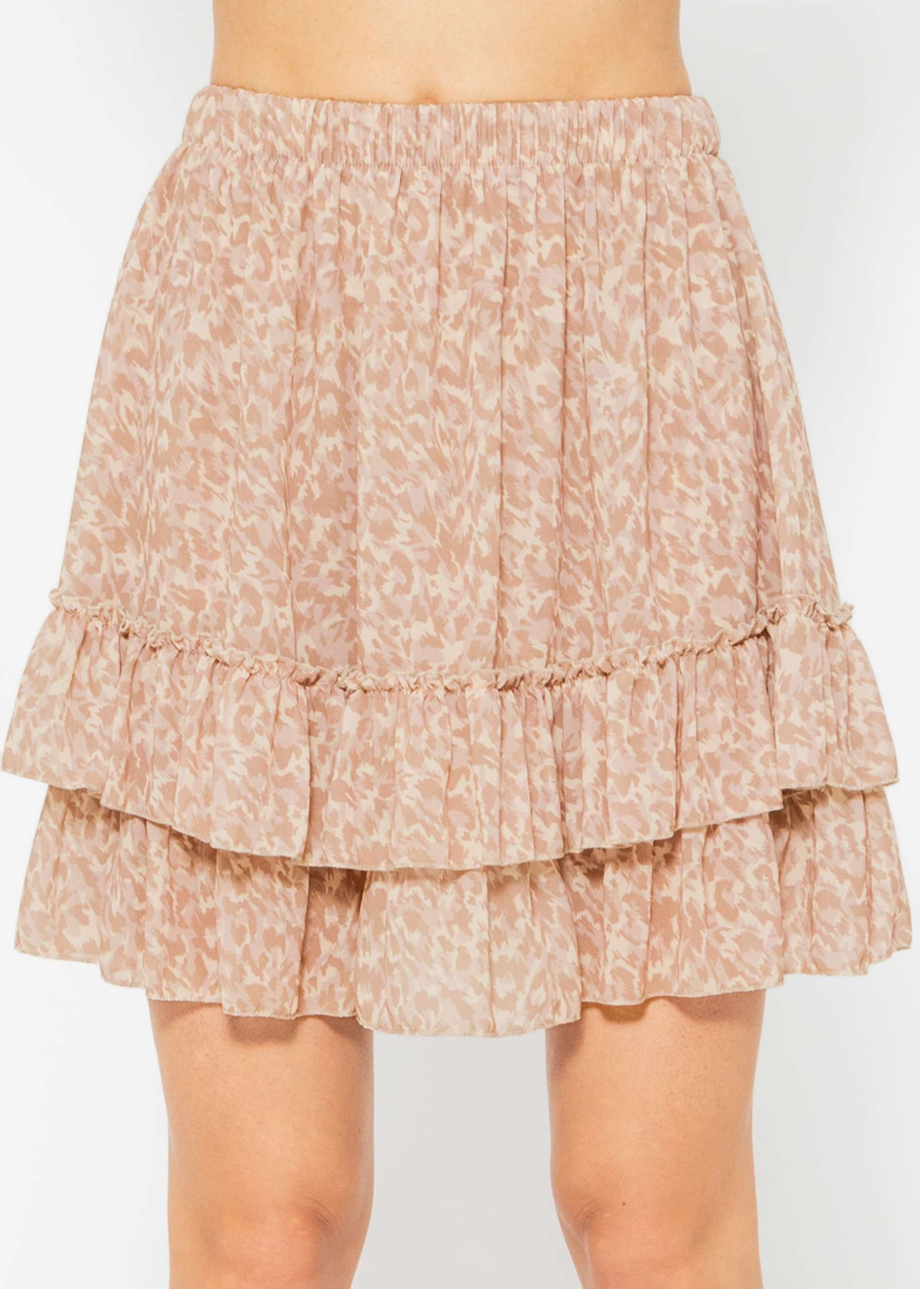 Ruffled skirt with print - beige