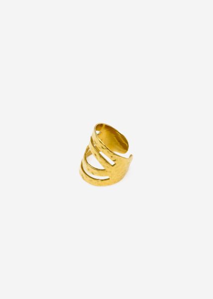 Wide hammered ring, gold