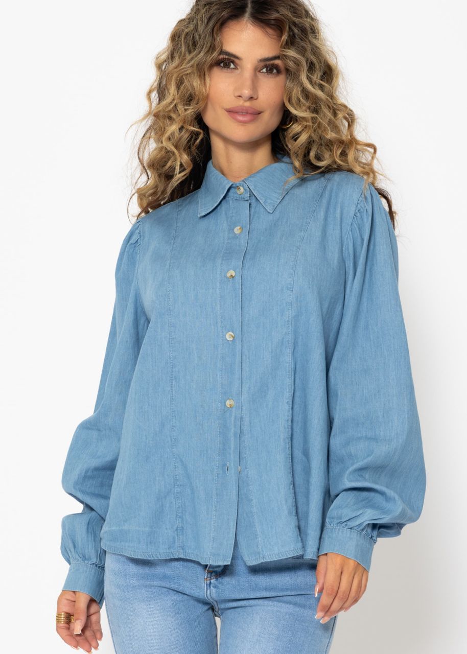 Feminine denim blouse - blue