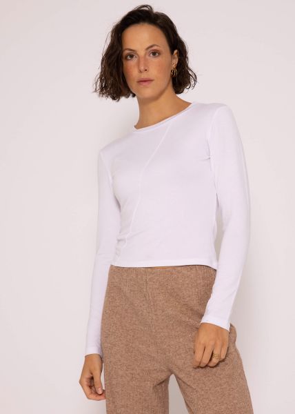 Longsleeve shirt with diagonal piping, offwhite