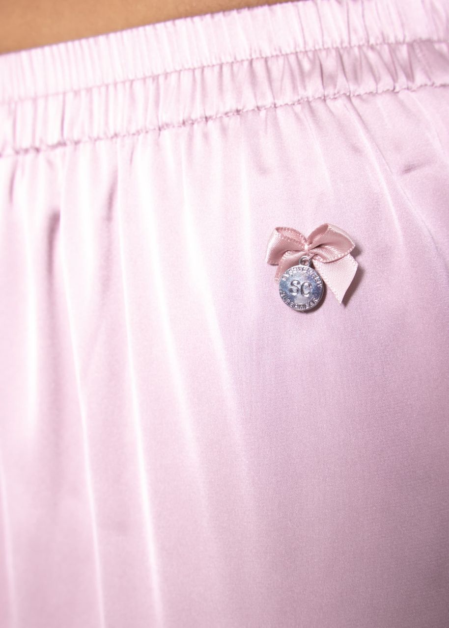 Satin pants with piping - pink